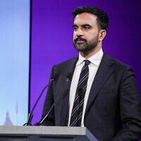 Democratic candidate Zohran Mamdani participates in the second New York City mayoral debate at LaGuardia Performing Arts Center at LaGuardia Community College in Long Island City, Queens, New York, on October 22, 2025. (Hiroko Masuike/Pool/AFP)