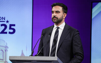 Democratic candidate Zohran Mamdani participates in the second New York City mayoral debate at LaGuardia Performing Arts Center at LaGuardia Community College in Long Island City, Queens, New York, on October 22, 2025. (Hiroko Masuike/Pool/AFP)