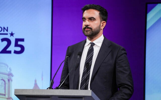 Democratic candidate Zohran Mamdani participates in the second New York City mayoral debate at LaGuardia Performing Arts Center at LaGuardia Community College in Long Island City, Queens, New York, on October 22, 2025. (Hiroko Masuike/Pool/AFP)