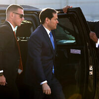 US Secretary of State Marco Rubio departs for Doha from Ben Gurion Airport in Tel Aviv on October 25, 2025. (Fadel SENNA / POOL / AFP)