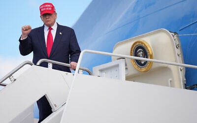 US President Donald Trump departs Air Force One at Joint Base Andrews, Maryland, October 30, 2025. (Andrew Harnik/Getty Images via AFP)