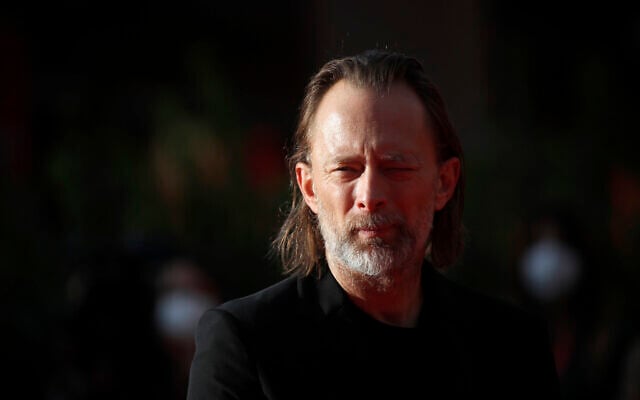 Musician Thom Yorke arrives on the red carpet of the Rome Film Festival, in Rome, Saturday, Oct. 24, 2020. (AP Photo/Alessandra Tarantino)