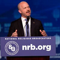 Kevin Roberts, president of The Heritage Foundation, speaks at the National Religious Broadcasters convention at the Gaylord Opryland Resort and Convention Center on February 22, 2024, in Nashville, Tennessee. (AP/George Walker IV)
