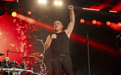 David Draiman of Disturbed performs September 28, 2024, at Highland Festival Grounds in Louisville, Kentucky. (Amy Harris/Invision/AP)