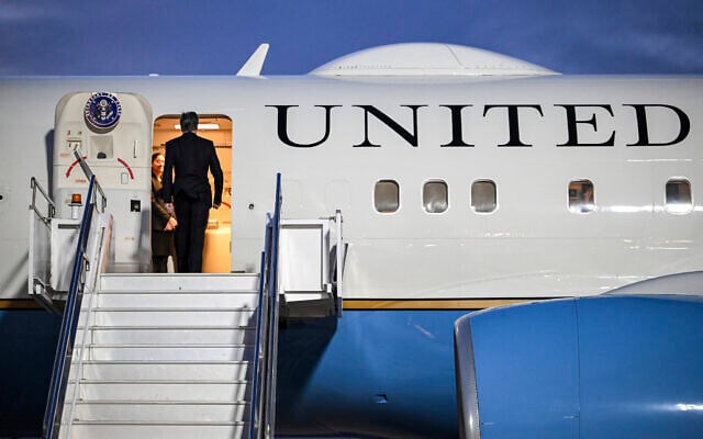 US Secretary of State Antony Blinken boards his aircraft before his departure from King Hussein International Airport in Jordan's southern Red Sea coastal city of Aqaba, Jordan, Thursday, Dec. 12, 2024. (Andrew Caballero-Reynolds/Pool via AP) US Secretary of State Antony Blinken boards his aircraft before his departure from King Hussein International Airport in Jordan's southern Red Sea coastal city of Aqaba, Jordan, Thursday, Dec. 12, 2024. (Andrew Caballero-Reynolds/Pool via AP)