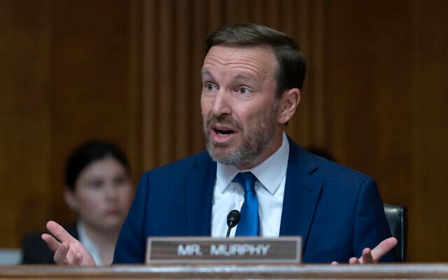 Sen. Chris Murphy, Democrat-Connecticut, questions Secretary of State Marco Rubio as he testifies before a Senate Committee on Foreign Relations hearing to examine the president's proposed budget request for fiscal year 2026 for the Department of State on Capitol Hill in Washington, May 20, 2025. (Jose Luis Magana/AP)