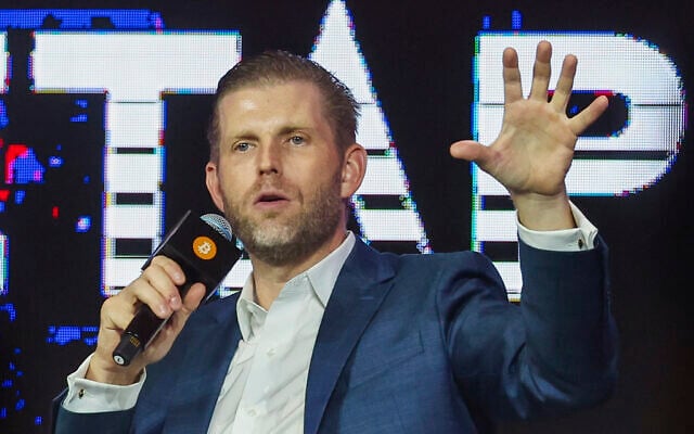 Eric Trump, executive vice president of the Trump Organization and son of United States President Donald Trump, speaks during the Bitcoin Asia 2025, at the Hong Kong Exhibition Centre in Hong Kong, on August 29, 2025. (AP Photo/Daniel Ceng) Eric Trump, executive vice president of the Trump Organization and son of United States President Donald Trump, speaks during the Bitcoin Asia 2025, at the Hong Kong Exhibition Centre in Hong Kong, on August 29, 2025. (AP Photo/Daniel Ceng)