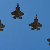 A squadron US Air Force F-35 Lightning II aircraft flyover at the White House, September 3, 2025, in Washington. (AP Photo/Alex Brandon)