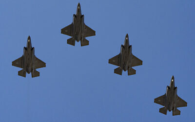 A squadron US Air Force F-35 Lightning II aircraft flyover at the White House, September 3, 2025. (AP/ Alex Brandon)