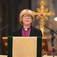 Sarah Mullally, the new Archbishop of Canterbury, spiritual leader of the world's 85 million Anglicans, speaks inside Canterbury Cathedral in Canterbury, England, October 3, 2025. (AP Photo/Alberto Pezzali)