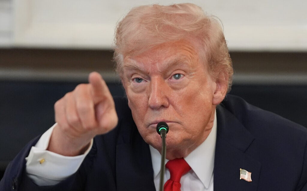 US President Donald Trump speaks during a roundtable meeting on "Antifa" in the State Dining Room at the White House, October 8, 2025, in Washington. (AP Photo/Evan Vucci) US President Donald Trump speaks during a roundtable meeting on "Antifa" in the State Dining Room at the White House, October 8, 2025, in Washington. (AP Photo/Evan Vucci)