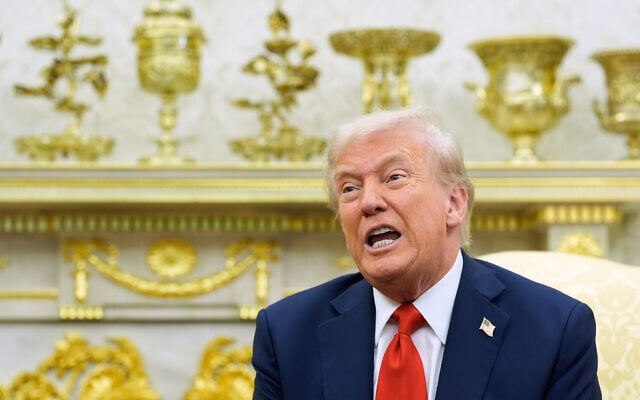 US President Donald Trump and Finland's President Alexander Stubb (not in picture) meet in the Oval Office at the White House in Washington, October 9, 2025. (AP Photo/Alex Brandon)