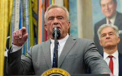 Health and Human Services Secretary Robert F. Kennedy Jr. speaks during an event with President Donald Trump in the Oval Office of the White House, October 10, 2025, in Washington. (AP Photo/Alex Brandon) Health and Human Services Secretary Robert F. Kennedy Jr. speaks during an event with President Donald Trump in the Oval Office of the White House, October 10, 2025, in Washington. (AP Photo/Alex Brandon)