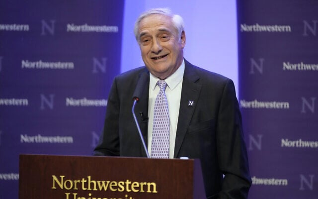 Prof. Joel Mokyr speaks after winning the Nobel Prize in Economics at Northwestern University, Oct. 13, 2025, in Evanston, Illinois. (AP/Nam Y. Huh)