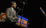 New York City mayoral candidate Zohran Mamdani speaks during an election campaign event in New York, October 13, 2025. (AP/Olga Fedorova)