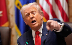 US President Donald Trump speaks in the Cabinet Room of the White House, Oct. 14, 2025, in Washington. (AP/Alex Brandon)