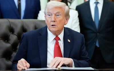 US President Donald Trump speaks in the Oval Office of the White House, October 16, 2025, in Washington. (AP/Alex Brandon) US President Donald Trump speaks in the Oval Office of the White House, October 16, 2025, in Washington. (AP/Alex Brandon)