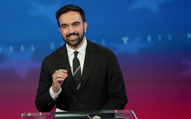 Democratic candidate Zohran Mamdani speaks during a mayoral debate, in New York City, October 16, 2025. (AP Photo/ Angelina Katsanis, Pool)