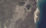 This satellite image from Planet Labs PBC shows an airstrip built on Zuqar Island, Yemen, in the Red Sea on October 19, 2025. (Planet Labs PBC via AP)