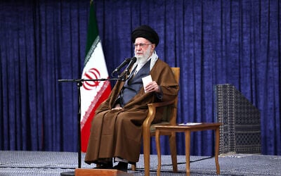 Iran's Supreme Leader Ayatollah Ali Khamenei speaks during a meeting in Tehran, Iran, October 20, 2025. (Office of the Iranian Supreme Leader via AP)