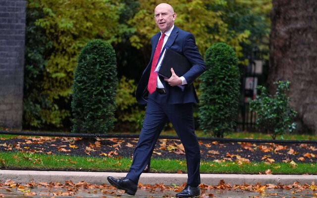 John Healey, Britain's secretary of state for defense, arrives at a cabinet meeting in Downing Street in London, October 20, 2025. (AP/Kirsty Wigglesworth) John Healey, Britain's secretary of state for defense, arrives at a cabinet meeting in Downing Street in London, October 20, 2025. (AP/Kirsty Wigglesworth)