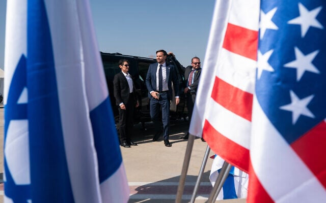 US Vice President JD Vance exits his motorcade before boarding Air Force Two at Ben Gurion Airport in Tel Aviv on Thursday, Oct. 23, 2025.  (Nathan Howard  /The New York Times via AP, Pool) US Vice President JD Vance exits his motorcade before boarding Air Force Two at Ben Gurion Airport in Tel Aviv on Thursday, Oct. 23, 2025.  (Nathan Howard  /The New York Times via AP, Pool)
