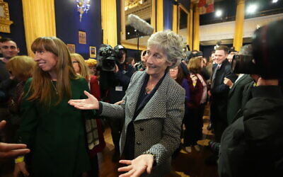 Left-wing independent presidential candidate Catherine Connolly arrives at Dublin Castle for the count in Ireland's presidential election to replace Michael Higgins, who has served the maximum two seven-year terms, on October 25, 2025. (Niall Carson/PA via AP)