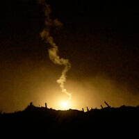 An Israeli army flare drifts over an area in the northern Gaza Strip, as seen from southern Israel, October 28, 2025. (AP Photo/Leo Correa)