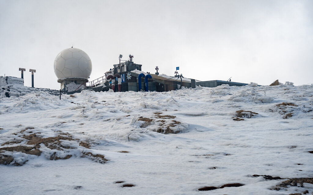 A United Nations post in the Mount Hermon area in southern Syria, March 11, 2025. (Emanuel Fabian/Times of Israel)