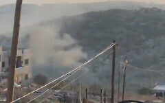 An Israeli airstrike is seen in the West Bank village of Kafr Qud, October 28, 2025. (Screenshot: X)