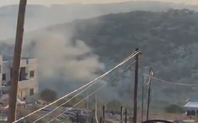 An Israeli airstrike is seen in the West Bank village of Kafr Qud, October 28, 2025. (Screenshot: X)