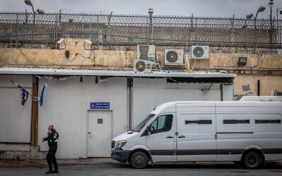View of the entrance to the detention center in the Russian Compound, In central Jerusalem, November 28, 2024. (Nati Shohat/Flash90)
