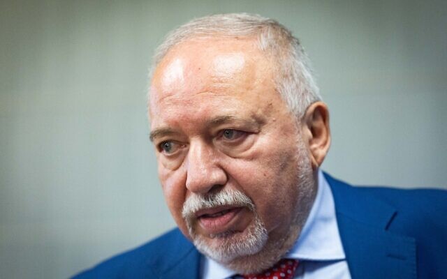 Avigdor Lieberman leads a faction meeting of his Yisrael Beytenu party in the Knesset, July 14, 2025. (Yonatan Sindel/Flash90) Avigdor Lieberman leads a faction meeting of his Yisrael Beytenu party in the Knesset, July 14, 2025. (Yonatan Sindel/Flash90)