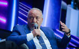 MK Avigdor Liberman gestures as he speaks at the Muni Expo 2025 conference in Tel Aviv, on July 15, 2025. (Avshalom Sassoni/Flash90)