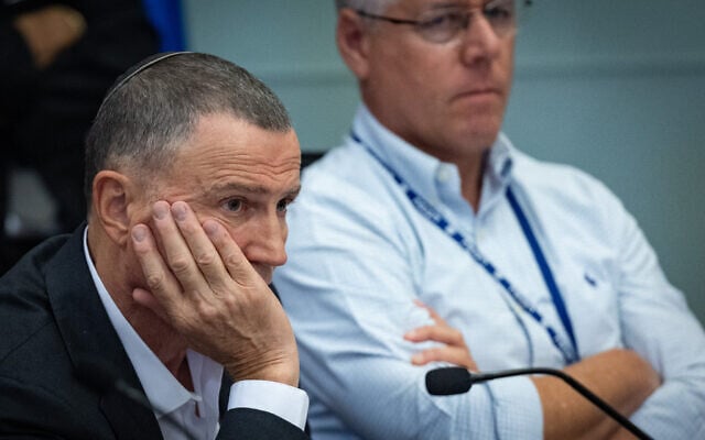MK Yuli Edelstein attends a Knesset Foreign Affairs and Defense Committee meeting, September 3, 2025. (Yonatan Sindel/Flash90) MK Yuli Edelstein attends a Knesset Foreign Affairs and Defense Committee meeting, September 3, 2025. (Yonatan Sindel/Flash90)