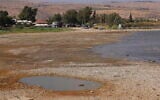 The Sea of Galilee in northern Israel has receded following a dry winter, September 12, 2025. (David Cohen/ Flash90)
