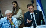 MK Boaz Bismuth, chair of the Foreign Affairs and Defense Committee, leads a committee meeting at the Knesset in Jerusalem, September 17, 2025. (Yonatan Sindel/Flash90)