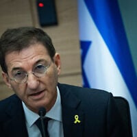 MK Boaz Bismuth, chair of the Foreign Affairs and Defense Committee, leads a committee meeting at the Knesset, September 17, 2025. (Yonatan Sindel/Flash90)