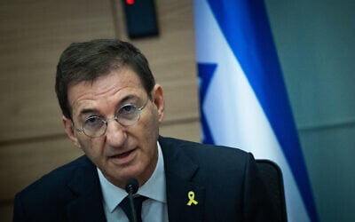 MK Boaz Bismuth, chair of the Foreign Affairs and Defense Committee, leads a committee meeting at the Knesset, September 17, 2025. (Yonatan Sindel/Flash90)