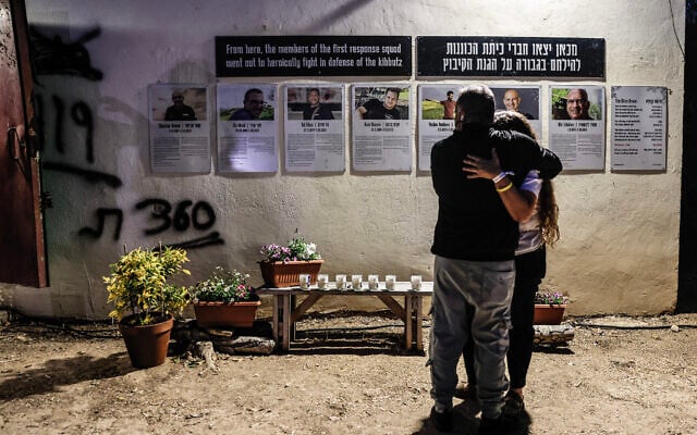 The community of Kibbutz Kfar Aza commemorates the two year anniversary of the October 7, 2025, deadly Hamas attack. (Tsafrir Abayov/Flash90) The community of Kibbutz Kfar Aza commemorates the two year anniversary of the October 7, 2025, deadly Hamas attack. (Tsafrir Abayov/Flash90)