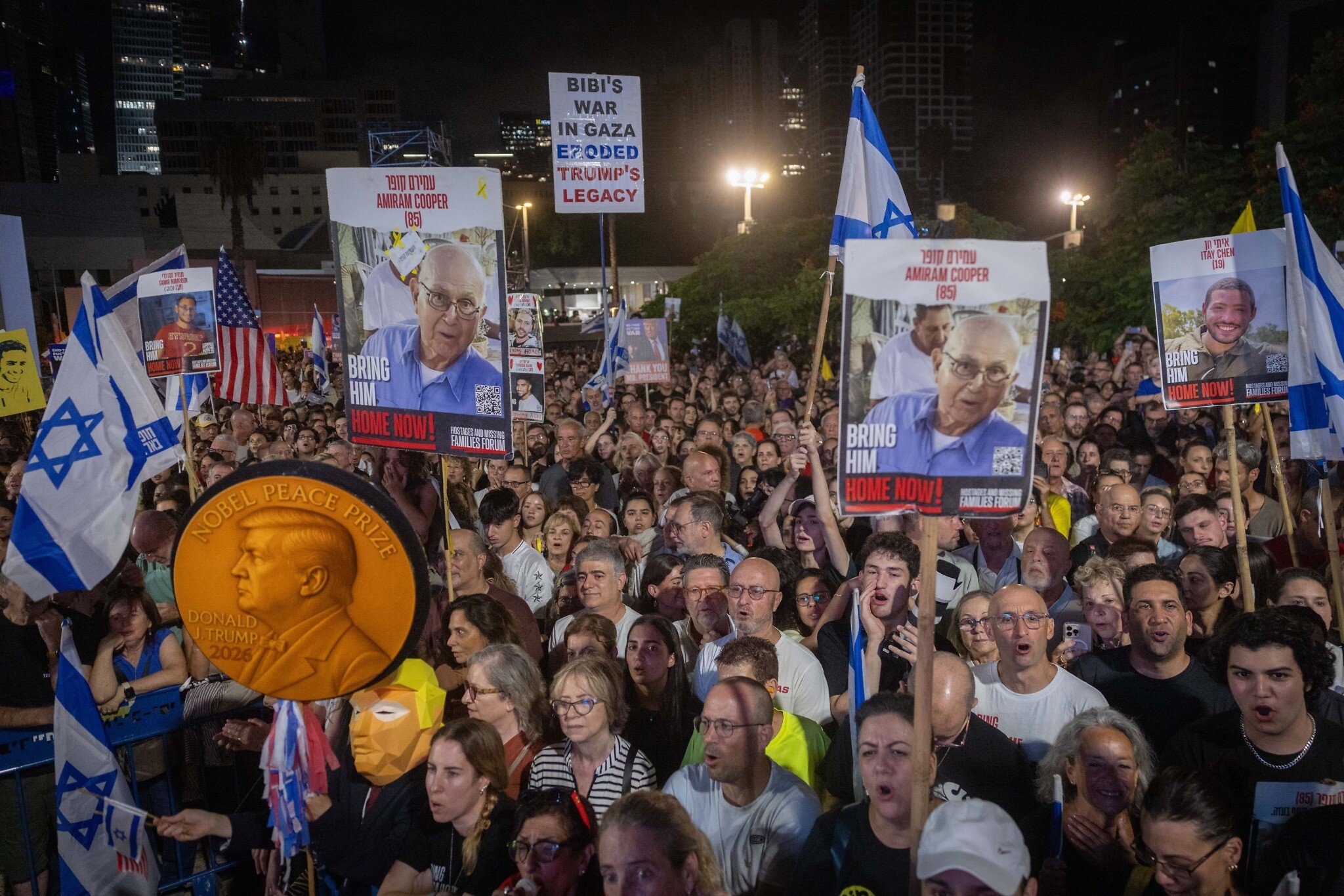 NextImg:Tel Aviv crowd boos Netanyahu’s name during Witkoff speech, cheers Trump