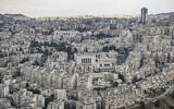View of Jerusalem's Romema Neighborhood as seen from helicopter, October 12, 2025 (Arie Leib Abrams/Flash90)