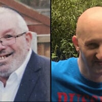 (L) Melvin Cravitz and (R) Adrian Daulby, killed October 2, 2025, during a terror attack on a synagogue in Manchester, England, in undated photos. (Greater Manchester Police)