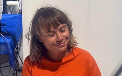 Greta Thunberg, detained by Israel after trying to breach the blockade on the Gaza Strip, is seen in a photo released October 3, 2025, by the Foreign Ministry. (Foreign Ministry) Greta Thunberg, detained by Israel after trying to breach the blockade on the Gaza Strip, is seen in a photo released October 3, 2025, by the Foreign Ministry. (Foreign Ministry)