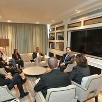 US Secretary of State Marco Rubio (R) meets with the families of slain hostages Itay Chen and Omer Neutra, during his visit to Israel, October 25, 2025. (US Secretary of State Marco Rubio/X)