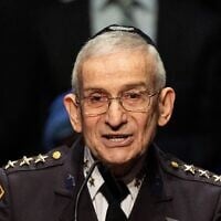 New York City Police Department Chaplain Rabbi Alvin Kass seen giving the invocation at the State of the City Address at the Peter Jay Sharp Theater at Symphony Space in New York City, January 10, 2019. (Michael Brochstein/SOPA Images/LightRocket via Getty Images via JTA)