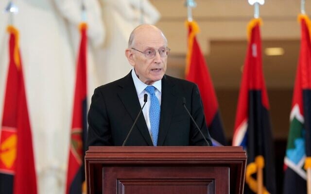 Stuart E. Eizenstat speaks during the US Holocaust Memorial Museum's Annual Days of Remembrance ceremony at the US Capitol on April 23, 2025, in Washington, DC. (Anna Moneymaker / GETTY IMAGES NORTH AMERICA / Getty Images via AFP) Stuart E. Eizenstat speaks during the US Holocaust Memorial Museum's Annual Days of Remembrance ceremony at the US Capitol on April 23, 2025, in Washington, DC. (Anna Moneymaker / GETTY IMAGES NORTH AMERICA / Getty Images via AFP)