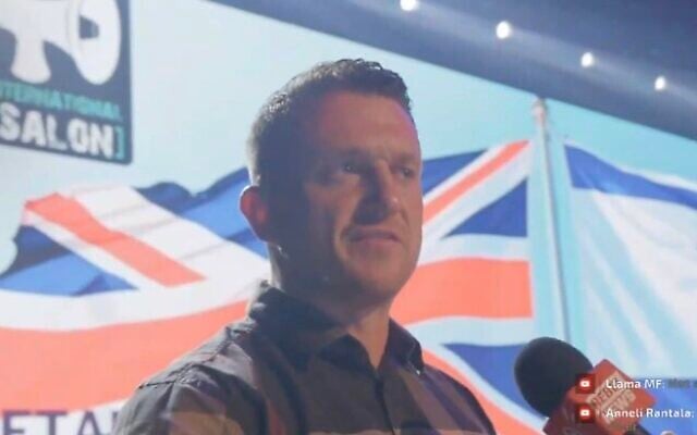 UK far-right, anti-Islam activist Tommy Robinson in Tel Aviv on October 18, 2025 (Screenshot used in accordance with clause 27a of the copyright law)