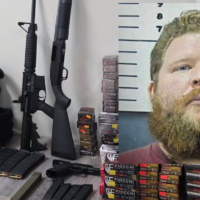 Weapons and body armor were confiscated from an Alabama man, Jeremy Wayne Shoemaker, who was arrested for allegedly planned attacks on synagogues, October 29, 2025. (Clarke County Sheriff's Office via JTA)