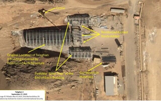 An image of the Taleghan 2 site in Iran, a former nuclear weapons development site that was destroyed by Israel in 2024 and is now reportedly being rebuilt. (Institute for Science and International Security) An image of the Taleghan 2 site in Iran, a former nuclear weapons development site that was destroyed by Israel in 2024 and is now reportedly being rebuilt. (Institute for Science and International Security)